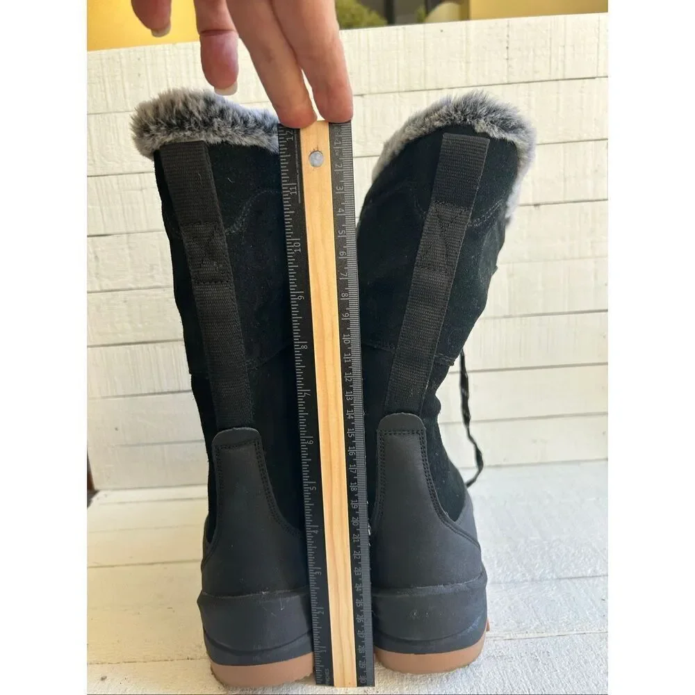 NEW Universal Thread Black Suede Faux Fur Lace-Up Winter Snow Boots Women’s 8W